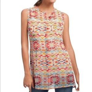 CABI Sheer Multicolored Tank Tunic Size Small